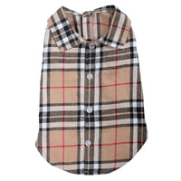 The Worthy Dog CollardShirts Tan Plaid Collared Dog Shirt