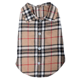 The Worthy Dog CollardShirts Tan Plaid Collared Dog Shirt