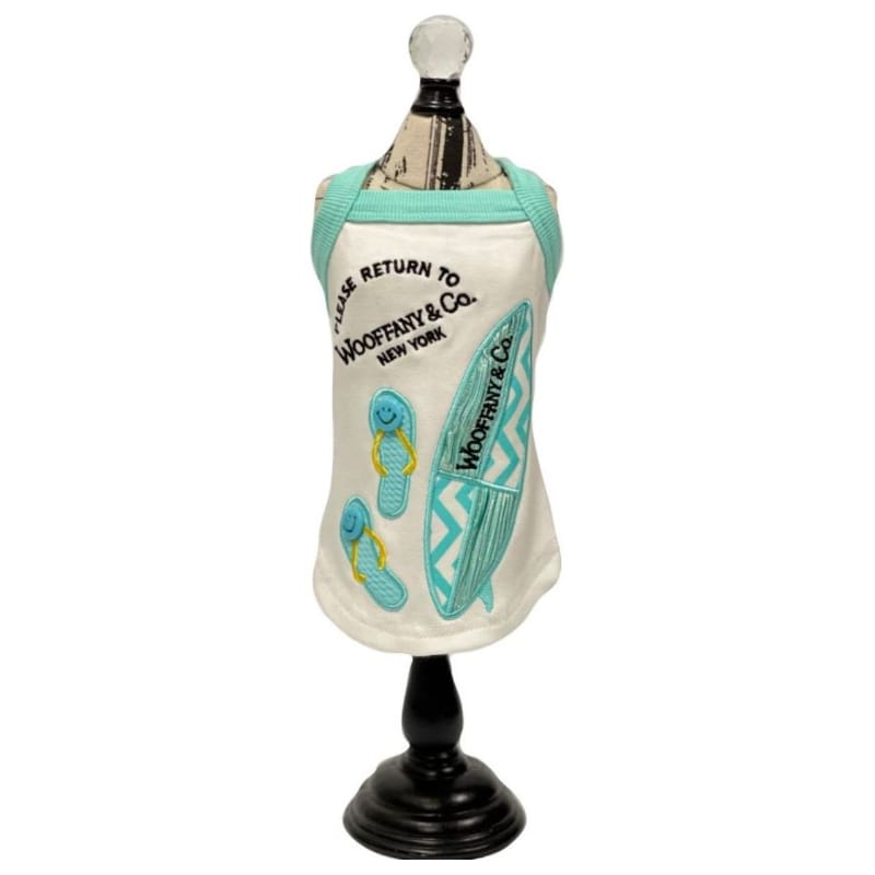 luna blue Dog Apparel SM Woofany Chevron Surfboard Dog Tank