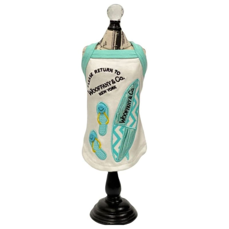 luna blue Dog Apparel SM Woofany Chevron Surfboard Dog Tank