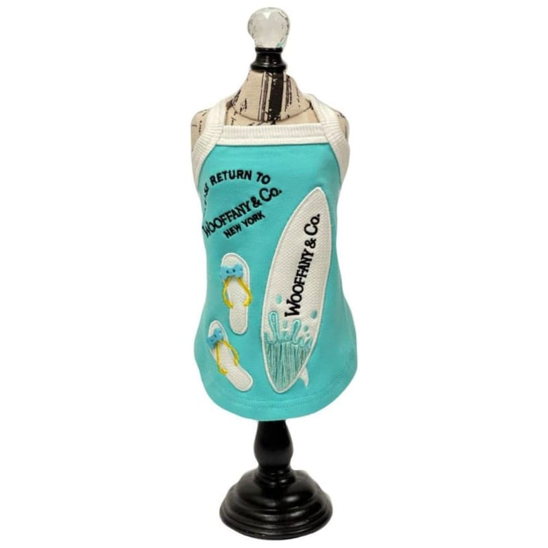 luna blue Tee's SM Woofany & Co. Splash Surfboard Dog Tank