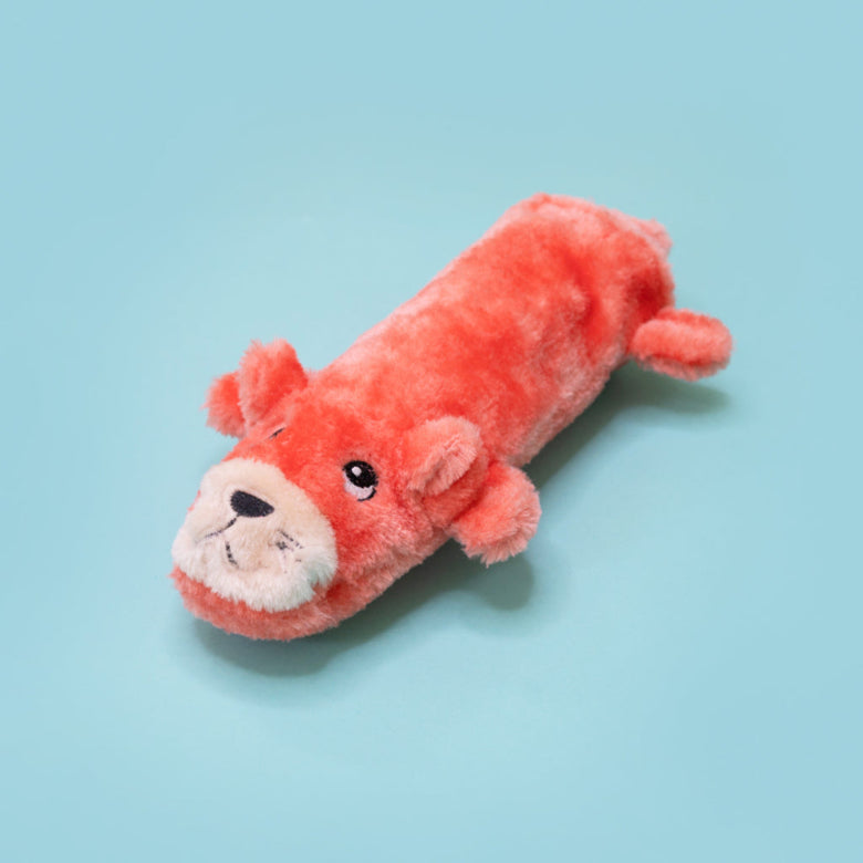 Bottle Crusherz Orange Otter Plush Squeaky Dog Toy