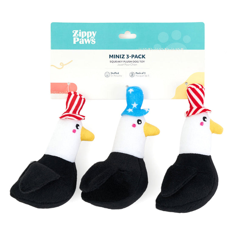 Eagles Miniz Patriotic Americana Plush Squeaky Dog Toy Set - 3 Pc