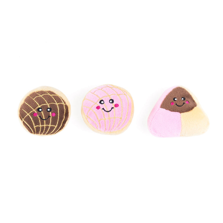 Burrow Pan Dulce Pink Box Plush Squeaky Dog Toy Set - 4 Pc