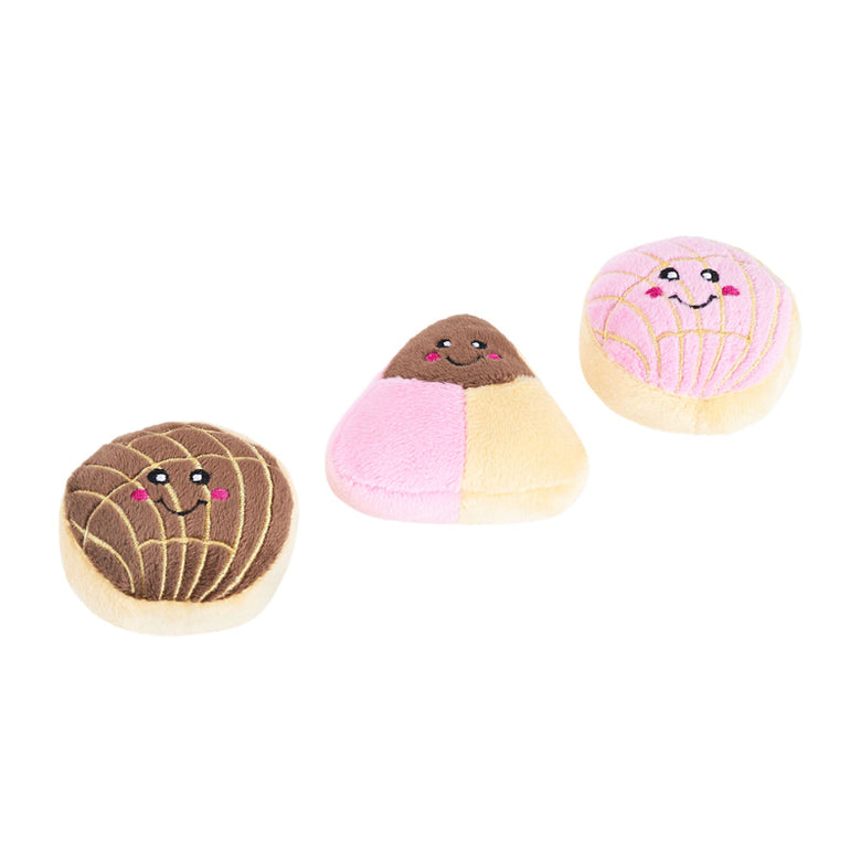 Pan Dulce Miniz Plush Squeaky Dog Toy Set - 3 Pk