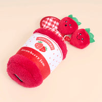 Strawberry Jam Jar Bungee Burrow Interactive Plush Squeaky Dog Toy