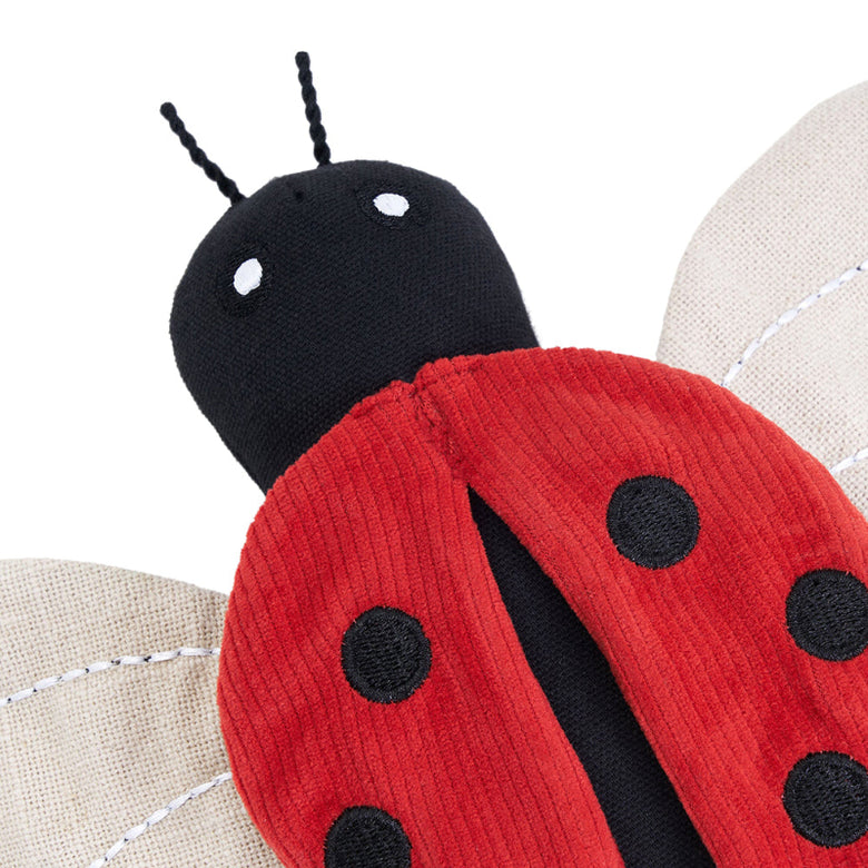EcoZippy Corduroy Critter Ladybug Squeaky Dog Toy