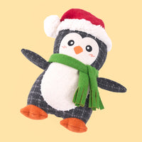 EcoZippy Christmas Holiday Cotton Cuddler Penguin Plush Squeaky Dog Toy