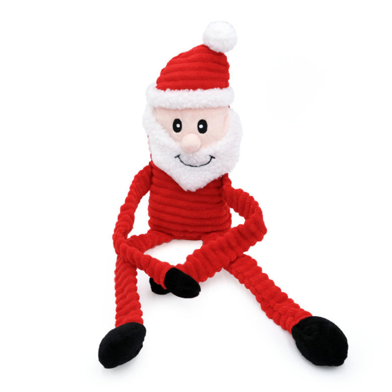 Christmas Holiday Crinkle Santa Plush Squeaky Dog Toy - 3 Sizes