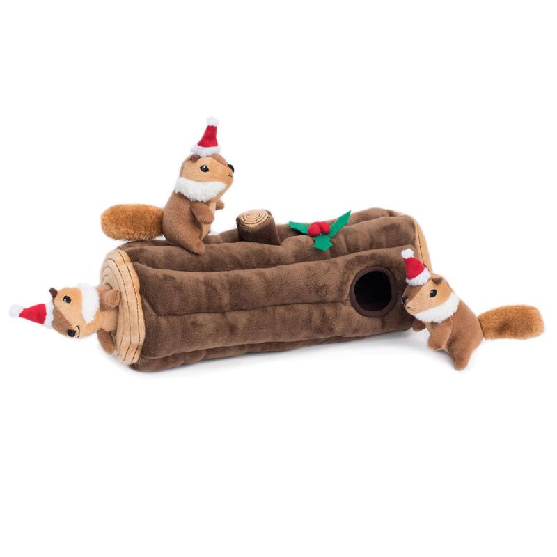 ZippyPaws dog toys Christmas Holiday Burrow - Yule Log Dog Toy