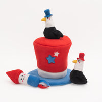 Americana Burrow Patriotic Top Hat Interactive Dog Toy Set - 4 Pc