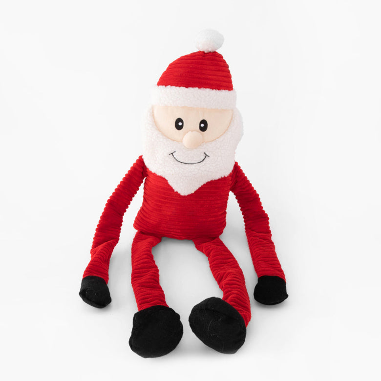 Christmas Holiday Crinkle Santa Plush Squeaky Dog Toy - 3 Sizes