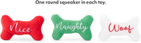 Holiday Miniz Naughty & Nice Bones Plush Squeaky Christmas Dog Toy Set - 3 Pk