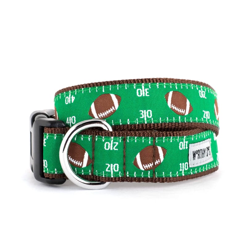 The Worthy Dog COLLARS XS Football Field Green Dog Collar