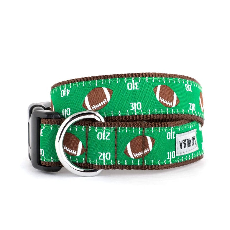 The Worthy Dog COLLARS XS Football Field Green Dog Collar