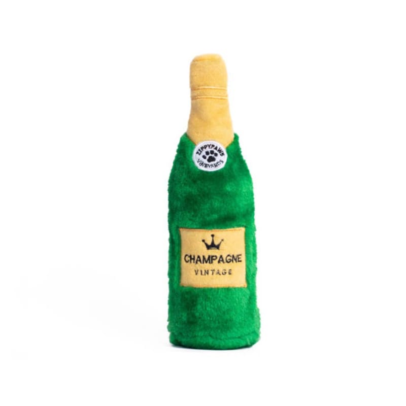 ZippyPaws dog toys Happy Hour Crusherz Champagne Bottle Squeaky Plush Dog Toy