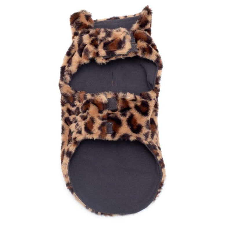 The Worthy Dog Jackets Leopard Faux Fur Brown Dog Coat