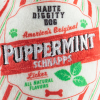 Puppermint Schnapps Bottle Christmas Holiday Plush Squeaky Dog Toy