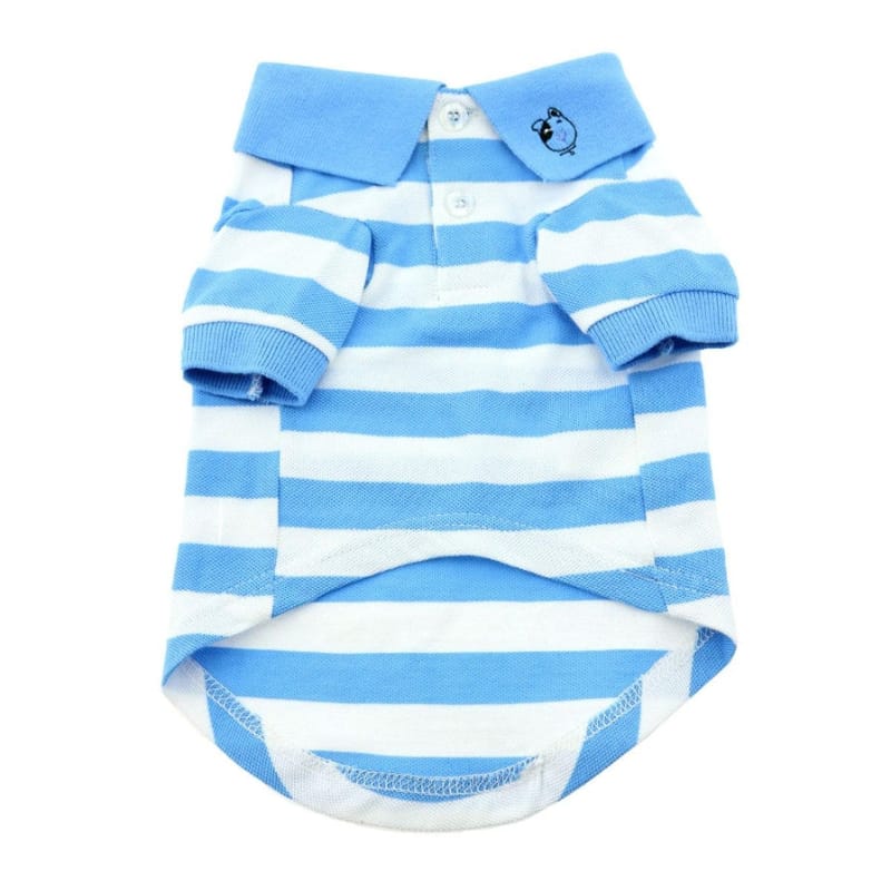 Doggie Design, Inc Collared Shirts Blue / XS Colored Striped 100% Cotton Dog Polo Shirts - 3 Colors