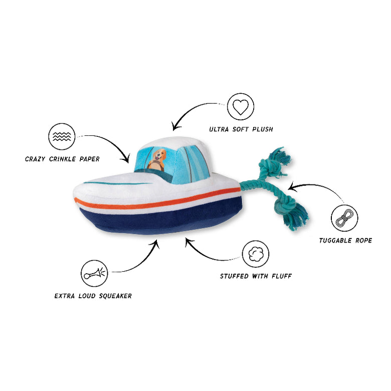 Boat Loads Of Fun Lake Life Rope Plush Squeaky Tuggable Dog Toy
