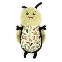 The Worthy Dog Dog Toys Green Snuggle Bug Spring Plush Wing Flapping Dog Toy