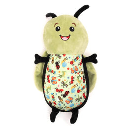 The Worthy Dog Dog Toys Green Snuggle Bug Spring Plush Wing Flapping Dog Toy