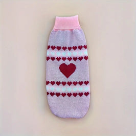 TM - CUTE PET LIFE PAVILION Dog Apparel XS Hearts Knit Pullover Turtleneck Pink Dog Sweater