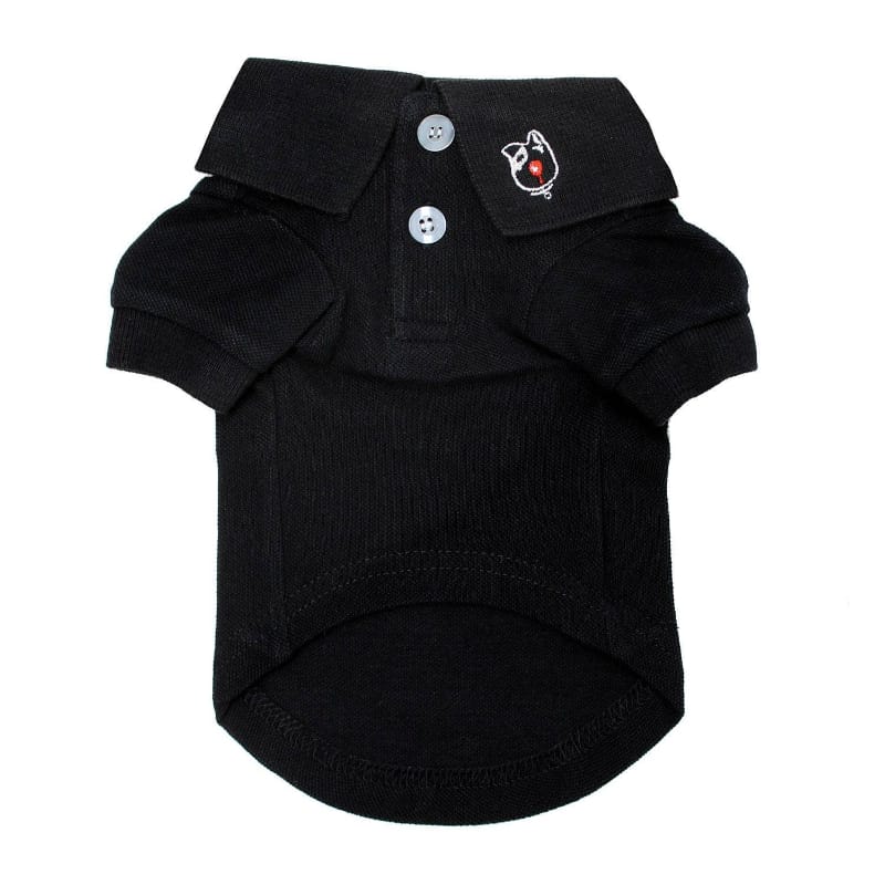 Doggie Design Tee's XS Jet Black Solid Collared Dog Polo