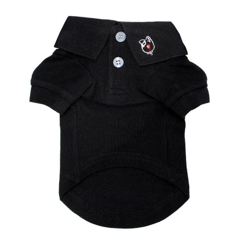 Doggie Design Tee's XS Jet Black Solid Collared Dog Polo