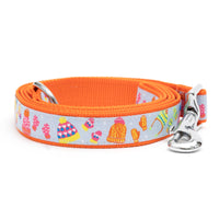Brrr! Cold Winter Theme Orange/ Lt Blue Colorful Dog Leash - 2 Sizes