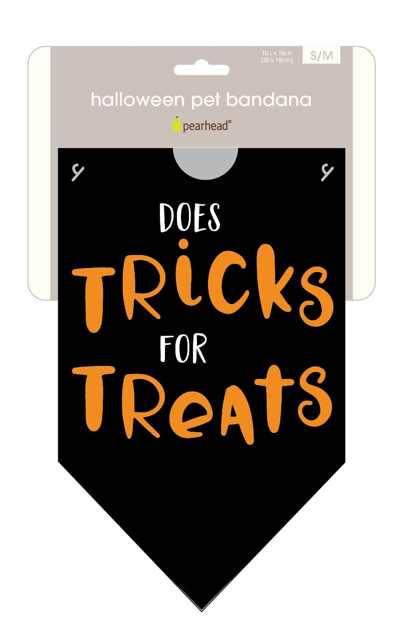 Pearhead, Inc. Bandanas Halloween Does Tricks for Treats Black Pet Bandana - S/M