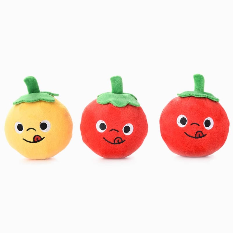 Hugsmart Products Inc dog toys Party Sunday Tomato Can Interactive Canvas and Plush Dog Toy Set - 4 Pc