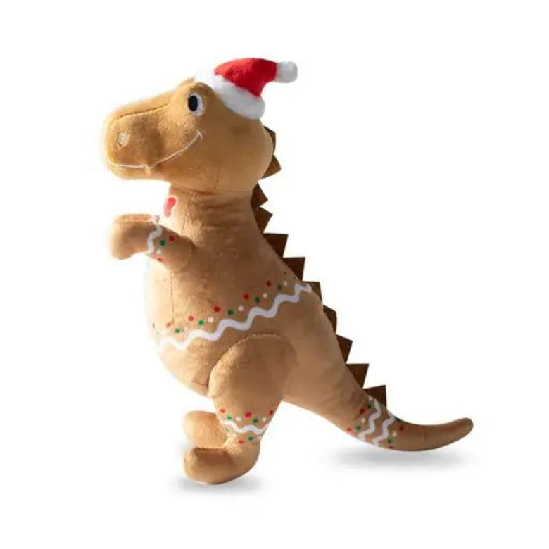 Christmas Holiday Cookie-Saurus Rex Plush Squeaky Dog Toy