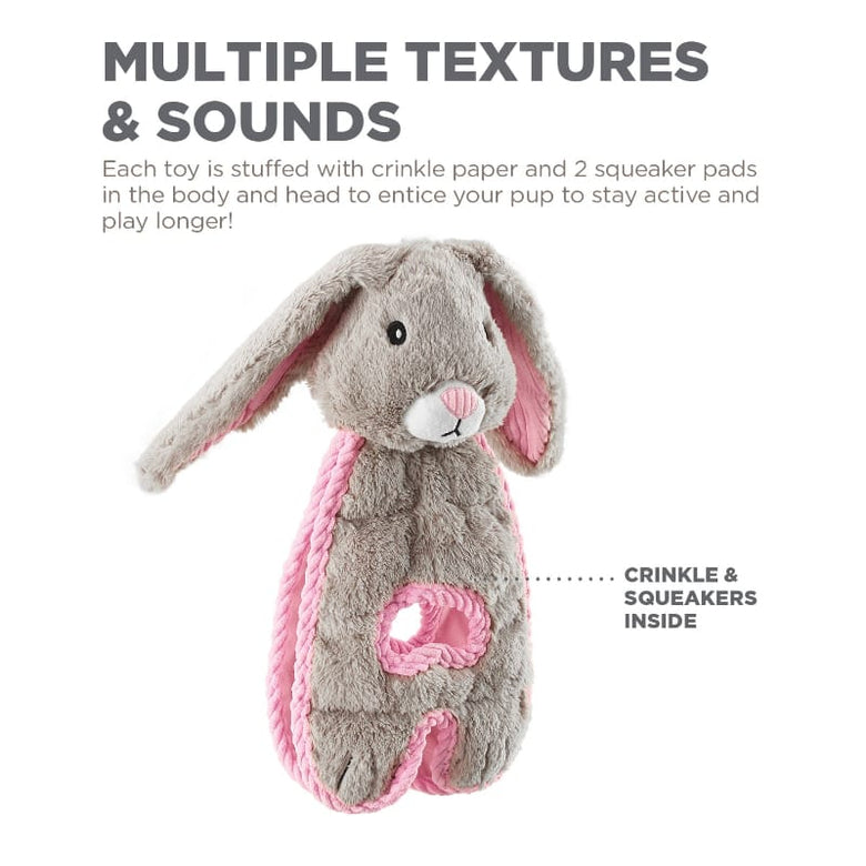 Outward Hound dog toys Flappiez Cuddle Tugs Bunny Easter Spring Plush Crinkle Dog Toy