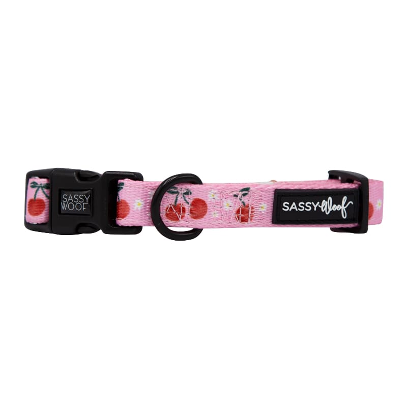 SASSY WOOF COLLARS Mon Cherry (Fruits) Pink Adjustable Dog Collar