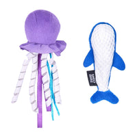 ZippyClaws Cat Toys Jellyfish and Whale ZippyClaws Mesh Mates Cat Toy Set - 2 Pack