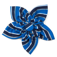 Prep Stripe Blue Flower Pet Collar Attachment - 2 Sizes