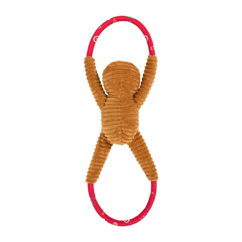 Christmas Holiday RopeTugz Gingerbread Man Plush Squeaky Tug Dog Toy