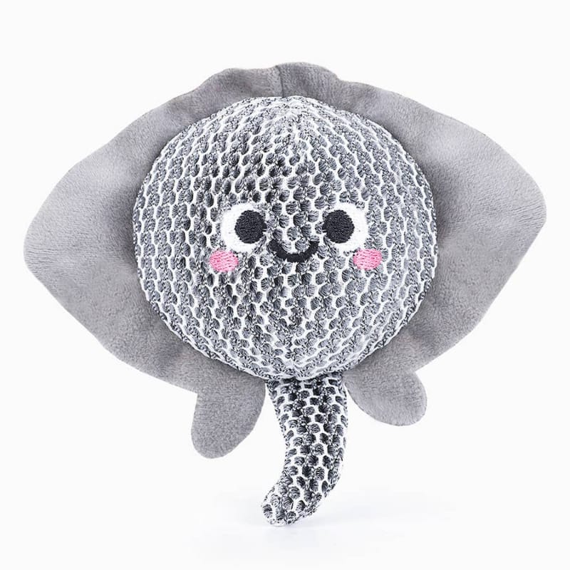Hugsmart Products Inc dog toys Ocean Pals Stingray Smiley Face Super Ball Mesh Plush Dog Toy