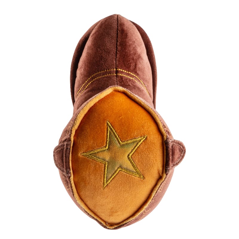 Haute Diggity Dog dog toys Brown Cowboy Boot "Let's Get Rowdy" Plush Squeaky Dog Toy