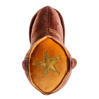 Haute Diggity Dog dog toys Brown Cowboy Boot "Let's Get Rowdy" Plush Squeaky Dog Toy