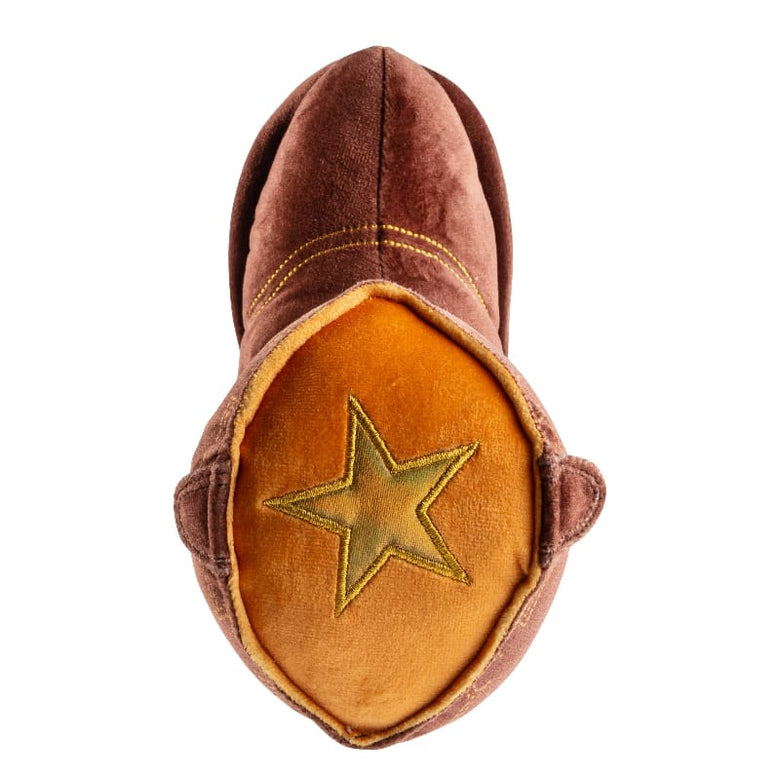 Haute Diggity Dog dog toys Brown Cowboy Boot "Let's Get Rowdy" Plush Squeaky Dog Toy