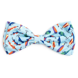 The Worthy Dog Bow Tie SM Gone Fishin' Blue Bow Tie - 2 Sizes