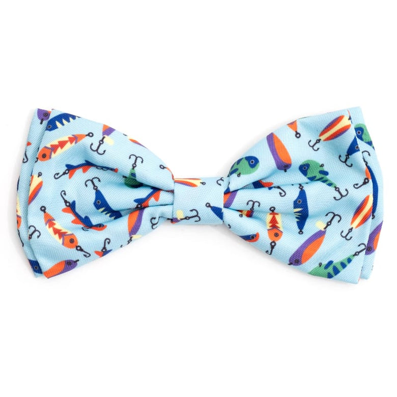The Worthy Dog Bow Tie SM Gone Fishin' Blue Bow Tie - 2 Sizes