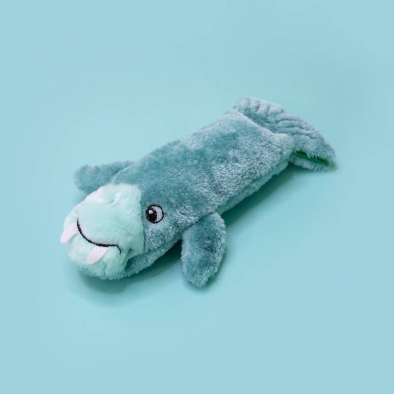 ZippyPaws dog toys Bottle Crusherz Teal Walrus Plush Dog Toy