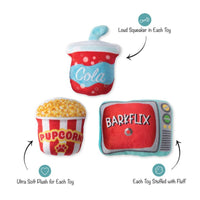 Studio Barkflix Movie Night Plush Squeaky Dog Toy Set - 3 Pc