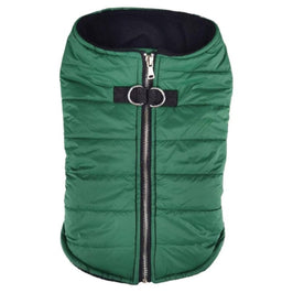 Doggie Design Jackets XS Zip-up Dark Green Fleece Lined Dog Puffer Vest