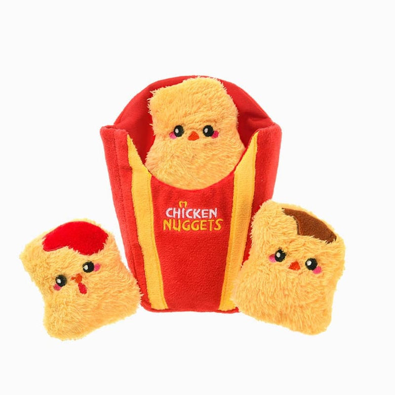Hugsmart Products Inc dog toys Party Chicken Nuggies Interactive Plush Dog Toy Set - 4 Pc