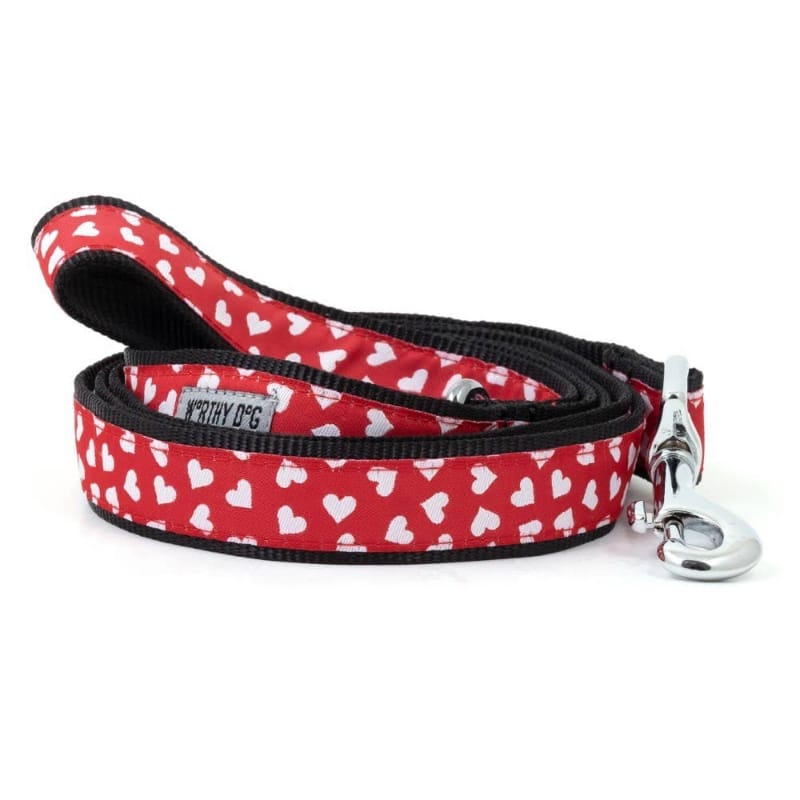 The Worthy Dog Leashes SM Be Mine Lots of Hearts Red Dog Leash - 2 Sizes