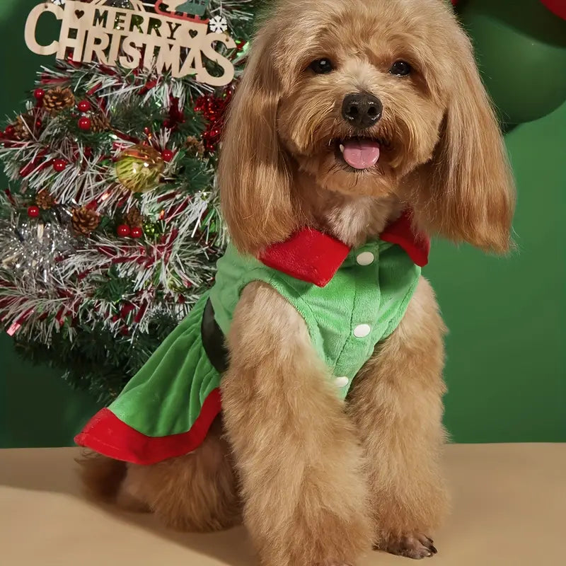 TMU - YIN DIGITAL SOLUTIONS GMBH Dog Apparel Holiday Green Peppermint Candy Button Dog Dress